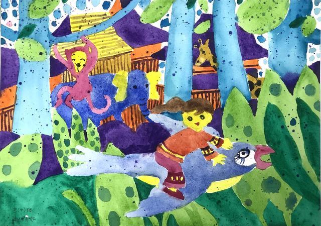 小学生自然美景探险之旅绘画比赛作品展示